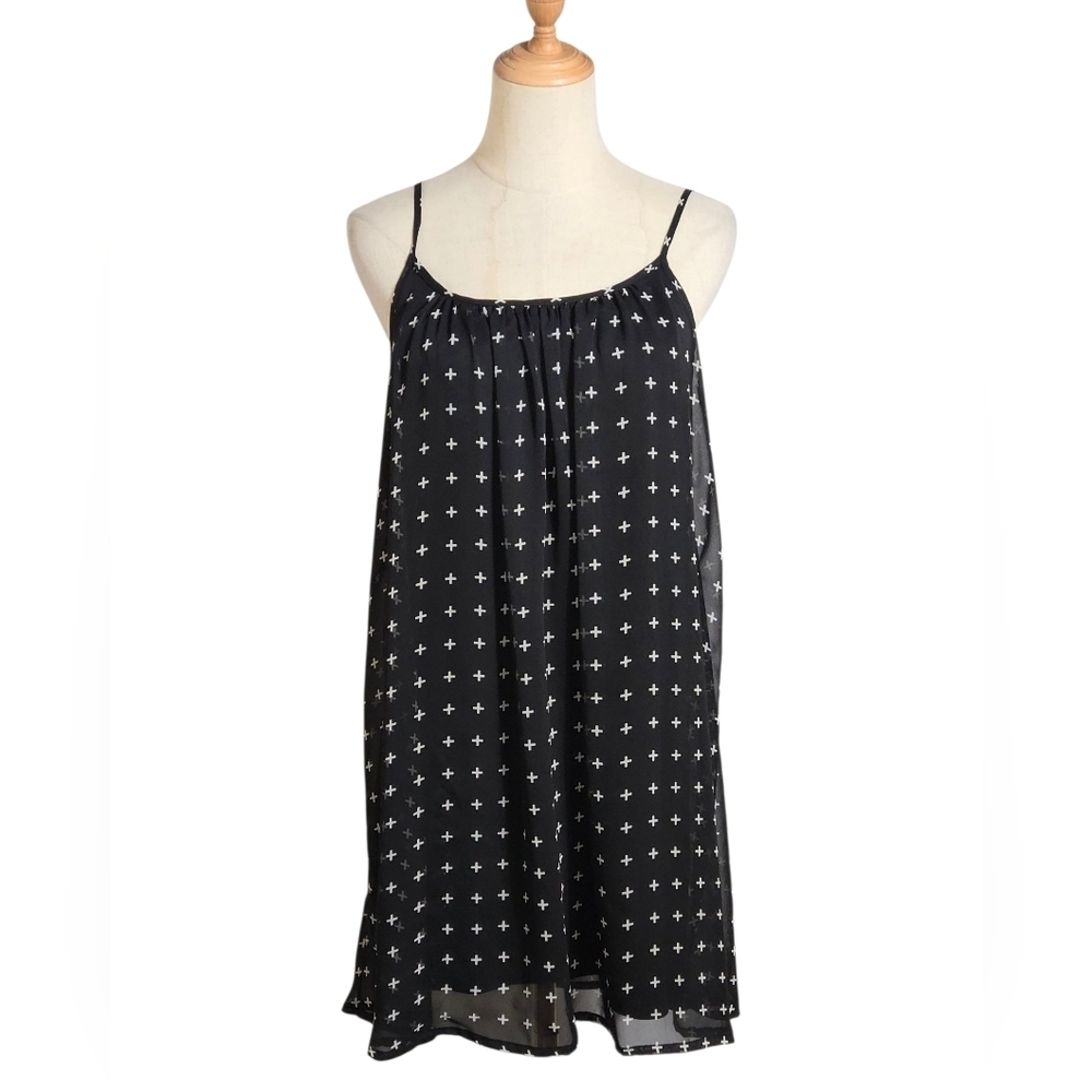 One Clothing Black Cross Goth Flowy Mini Dress